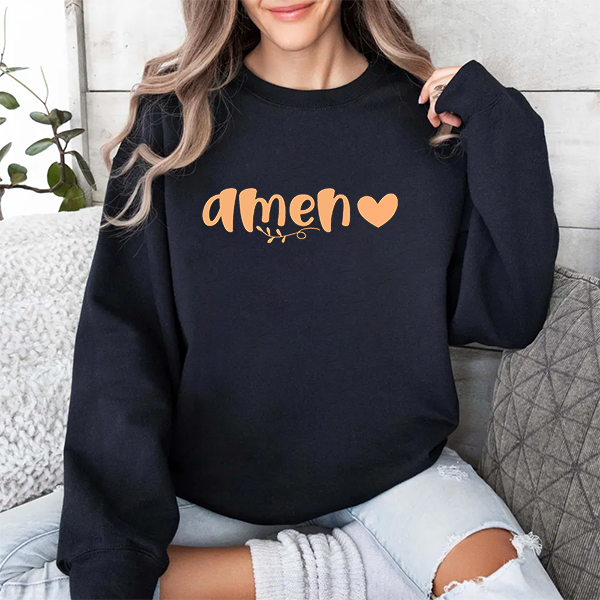 Amen Heart Crewneck Sweatshirt — Faith-Inspired Cozy Pullover