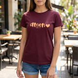 Amen Heart T‑Shirt — Faith Graphic Tee with Script "Amen" and Heart