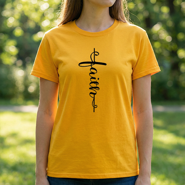 Faith Cross Vertical Script T-Shirt