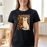 Retro Floral Cat Graphic Tee – Vintage Style Tee