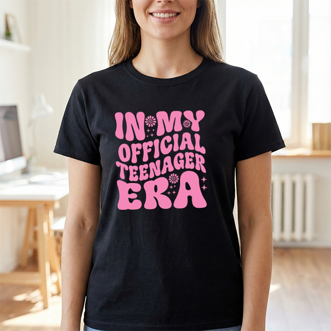 Teenager Era T-Shirt — "In My Official Teenager Era" Retro Pink Graphic Tee