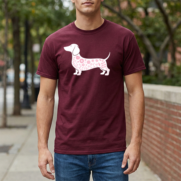 Dachshund Floral Silhouette Tee