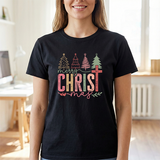 Merry Christ-mas Christmas Tee — Vintage Trees & Cross Holiday T‑Shirt