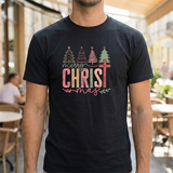Merry Christ-mas Christmas Tee — Vintage Trees & Cross Holiday T‑Shirt