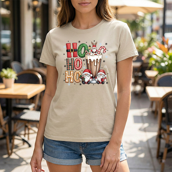 Christmas Ho Ho Ho Hot Cocoa Tee — Cute Gnome Holiday T-Shirt