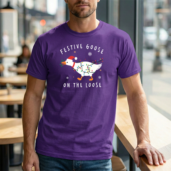 Festive Goose on the Loose Christmas Tee