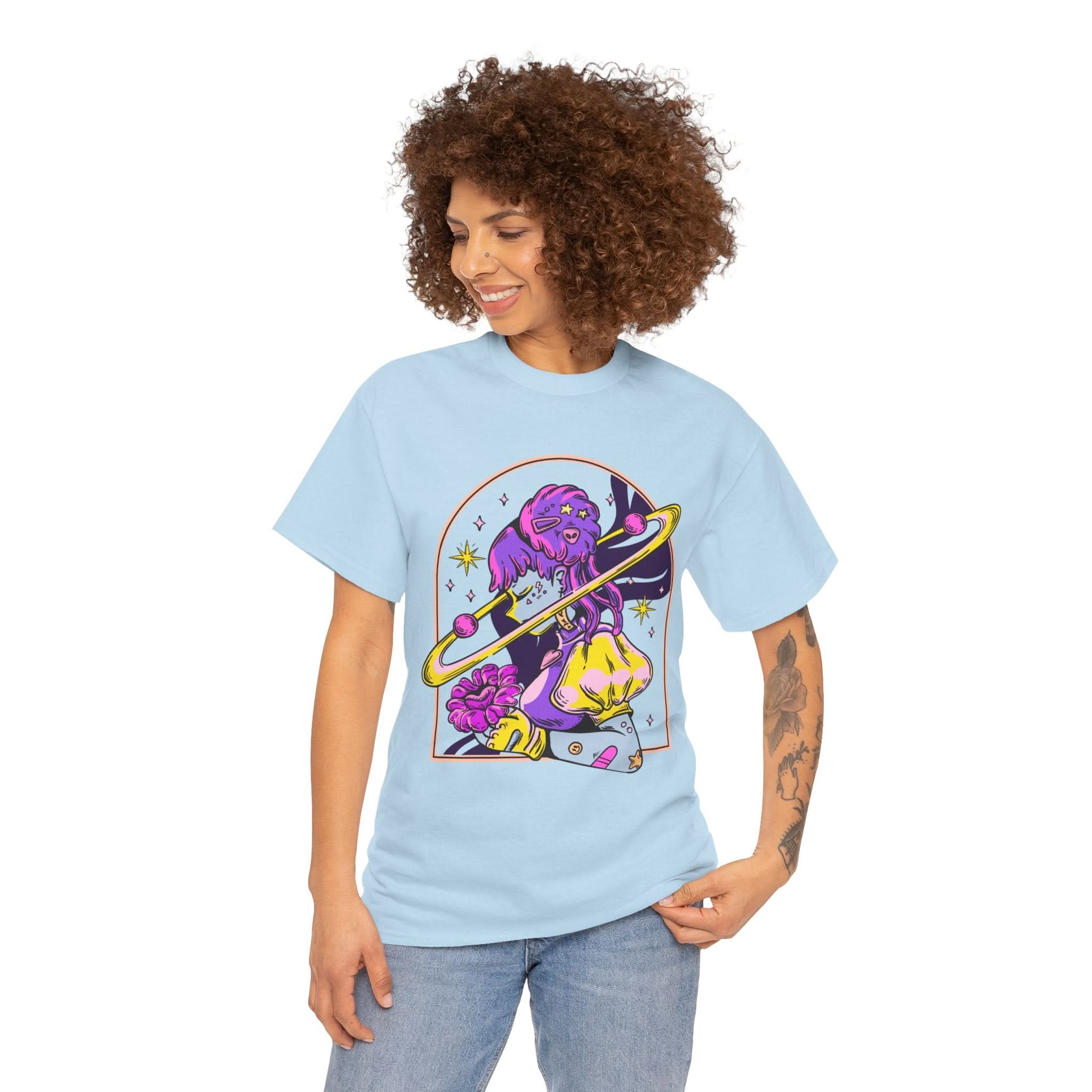 Cosmic Wizard Tee, Celestial Art Shirt, Unisex Heavy Cotton Tee, Astrology Gift, Space Design Apparel, Unique Graphic T-Shirt