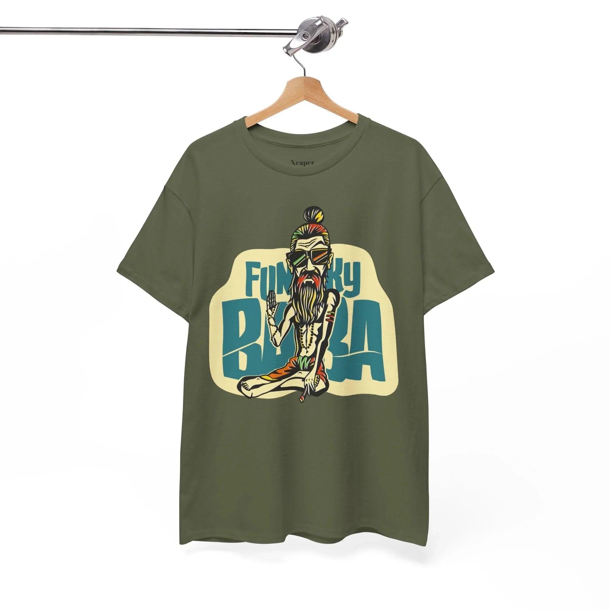 Funky Baba Unisex Heavy Cotton Tee, Retro T-Shirt, Casual Wear, Gift for Tea Lovers, Summer Outfit, Streetwear