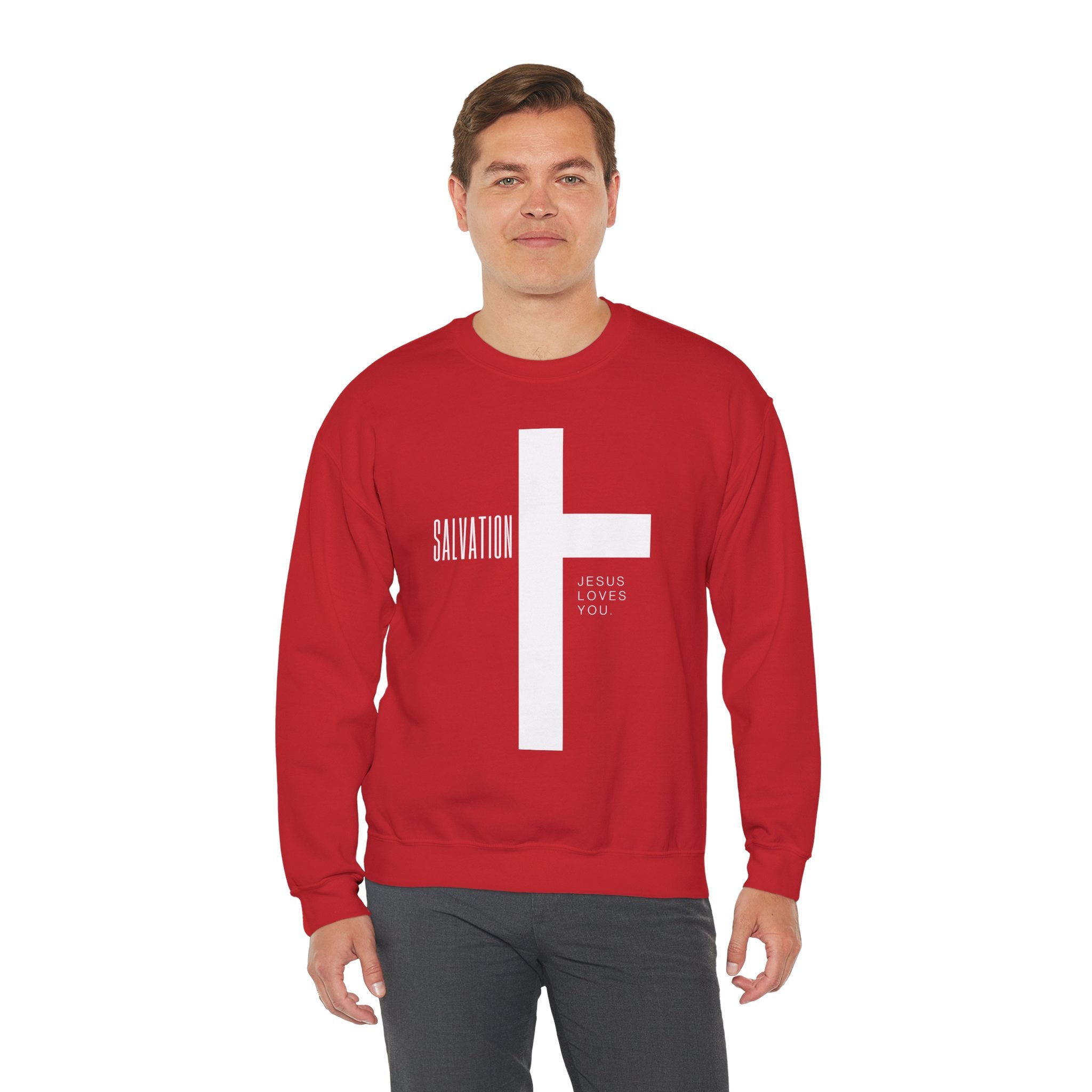 Inspirational Faith Sweatshirt, Jesus Loves You Crewneck, Christian Apparel, Religious Gift, Spiritual Comfort Wear, Casual Unisex Sweater