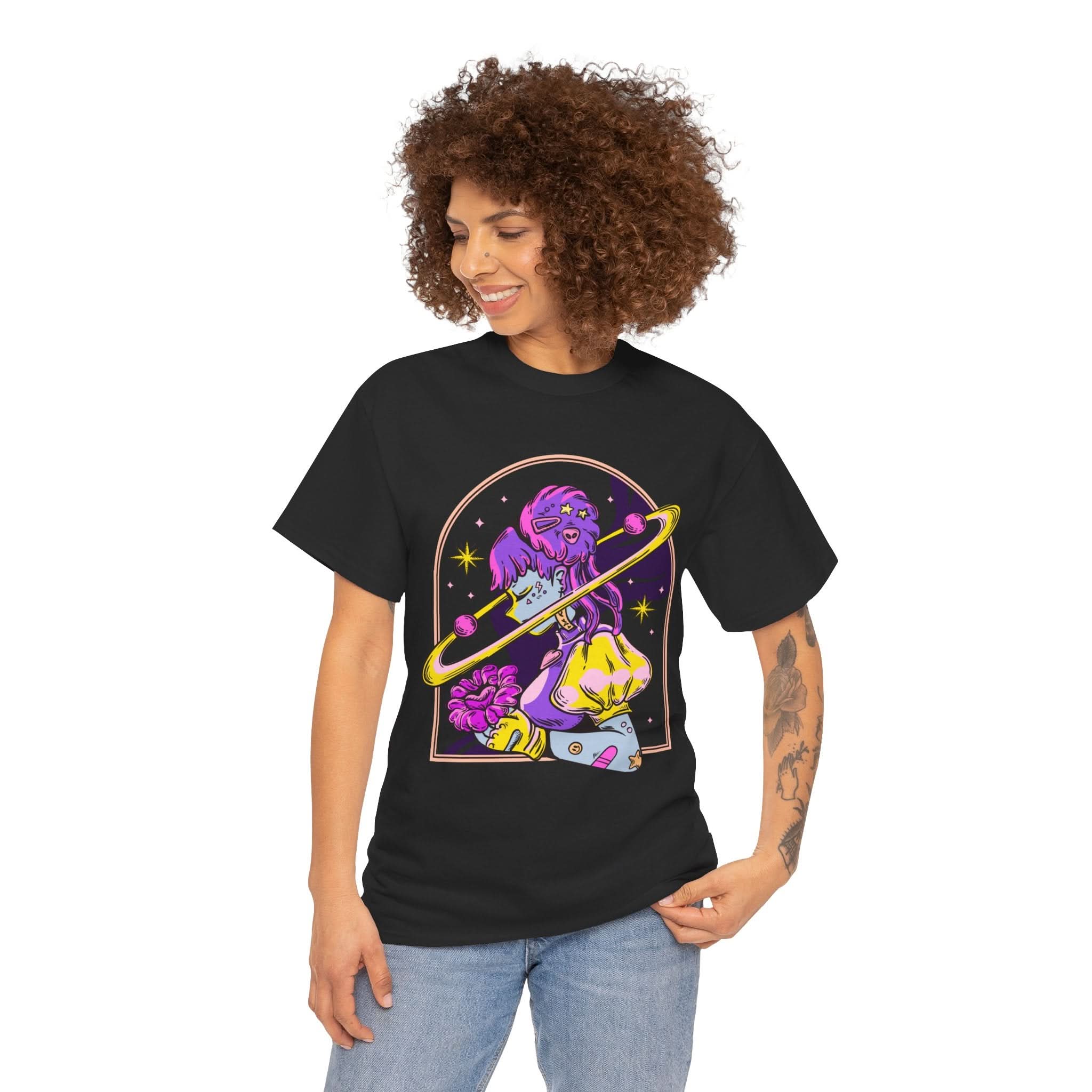 Cosmic Wizard Tee, Celestial Art Shirt, Unisex Heavy Cotton Tee, Astrology Gift, Space Design Apparel, Unique Graphic T-Shirt
