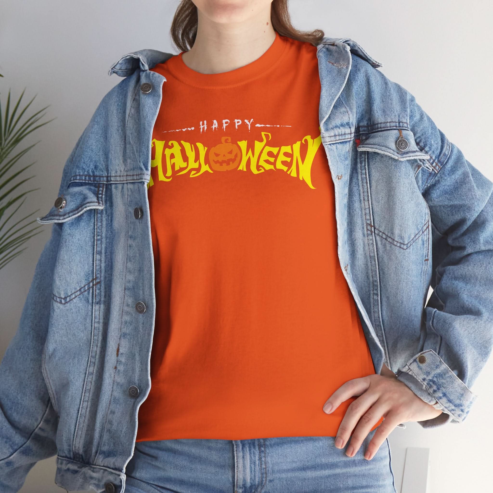 Happy Halloween Unisex Heavy Cotton Tee, Spooky Shirt, Fall Fashion, Pumpkin Tee, Halloween Costume, Gift for Halloween Lovers