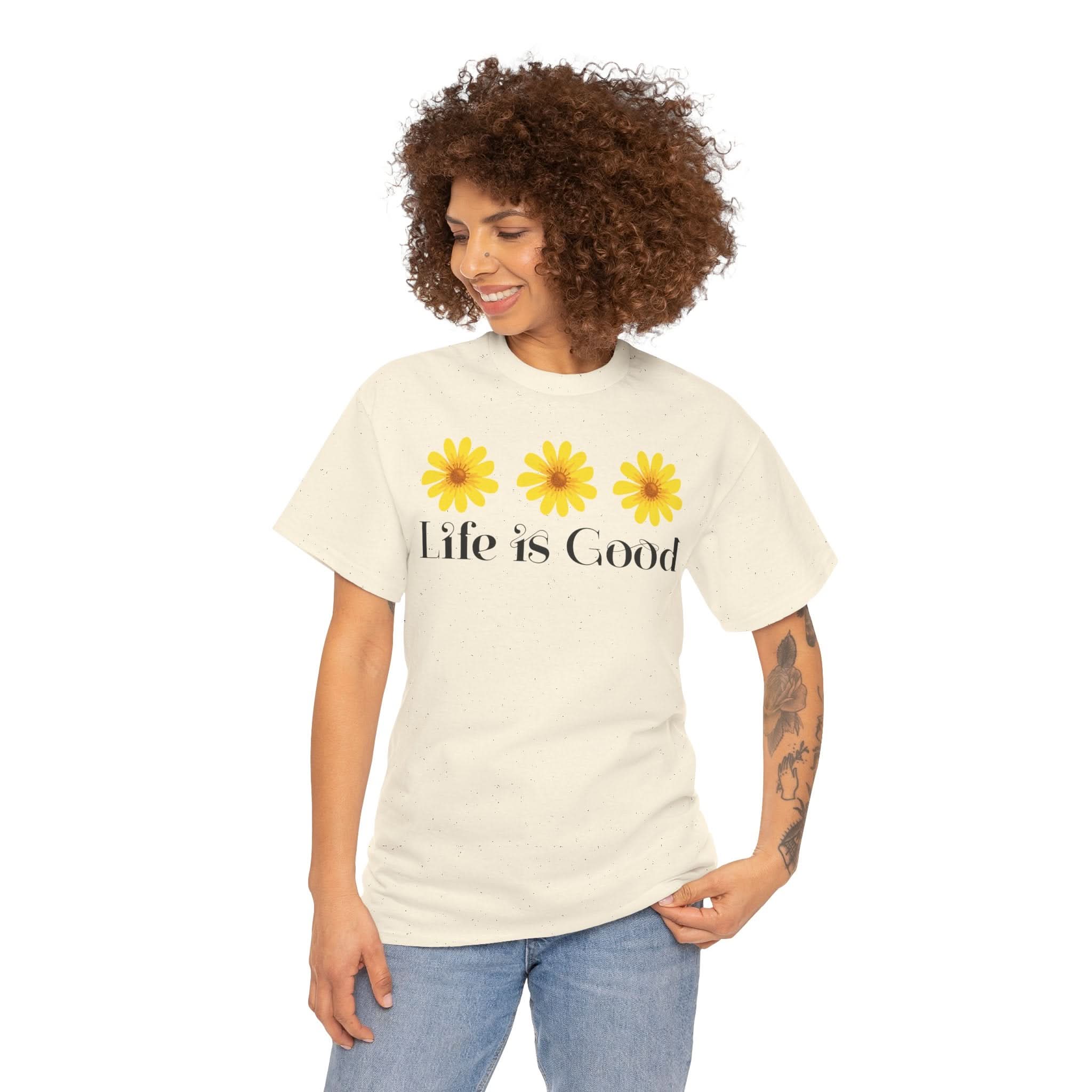 Life is Good Unisex Heavy Cotton Tee with Floral Design | Cute Graphic Tee for Summer, Gift for Friends, Casual Wear, Positive Vibes, [...]