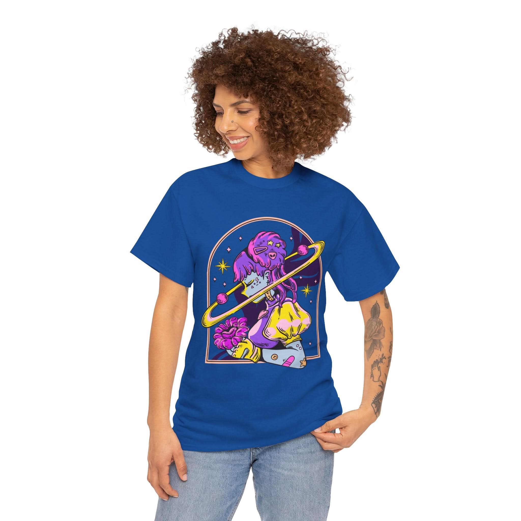 Cosmic Wizard Tee, Celestial Art Shirt, Unisex Heavy Cotton Tee, Astrology Gift, Space Design Apparel, Unique Graphic T-Shirt