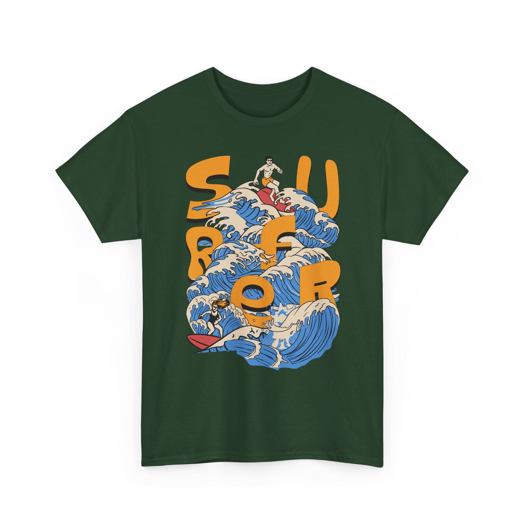 Surfer Wave Unisex Heavy Cotton Tee, Beach Vibes Shirt, Cool Gift for Surfers, Summer Style, Ocean Lover Tee, Fun Casual Wear