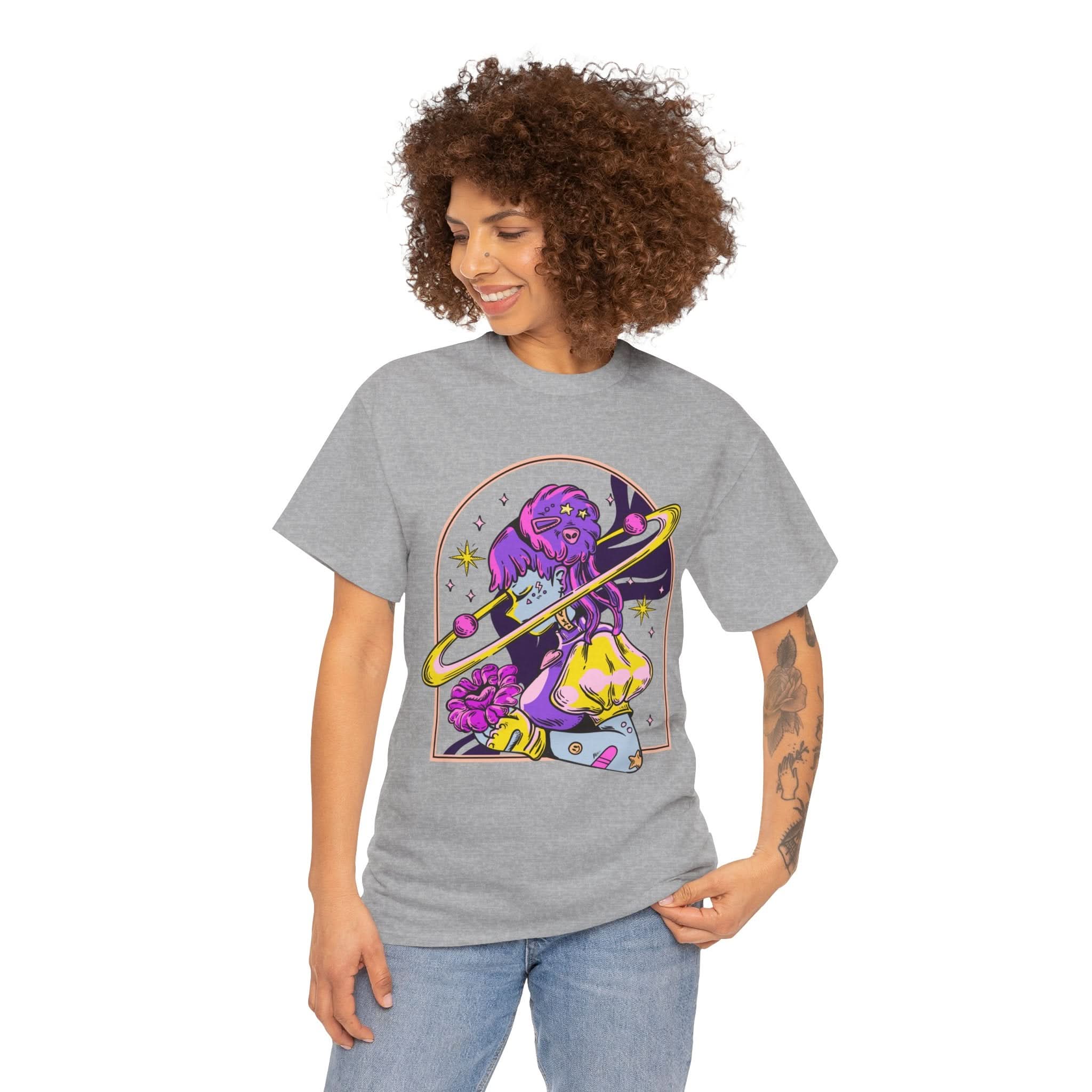 Cosmic Wizard Tee, Celestial Art Shirt, Unisex Heavy Cotton Tee, Astrology Gift, Space Design Apparel, Unique Graphic T-Shirt