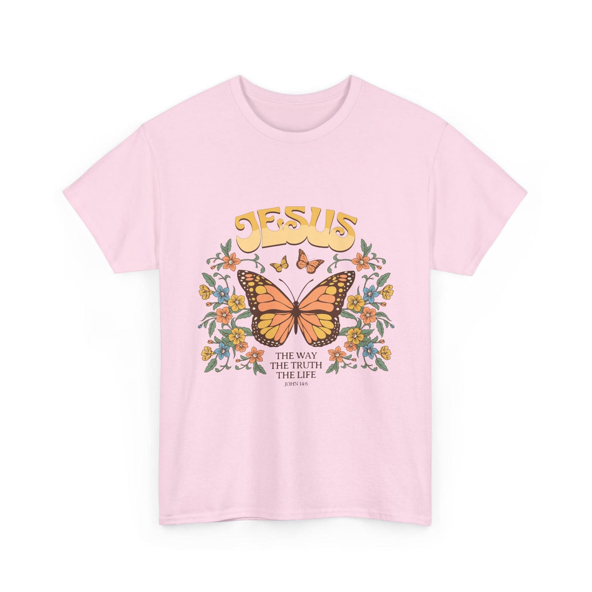 Bohemian Jesus Tee, Vintage Butterfly T-Shirt, Spiritual Apparel, Faith-based Graphic Tee, Unisex Heavy Cotton Shirt