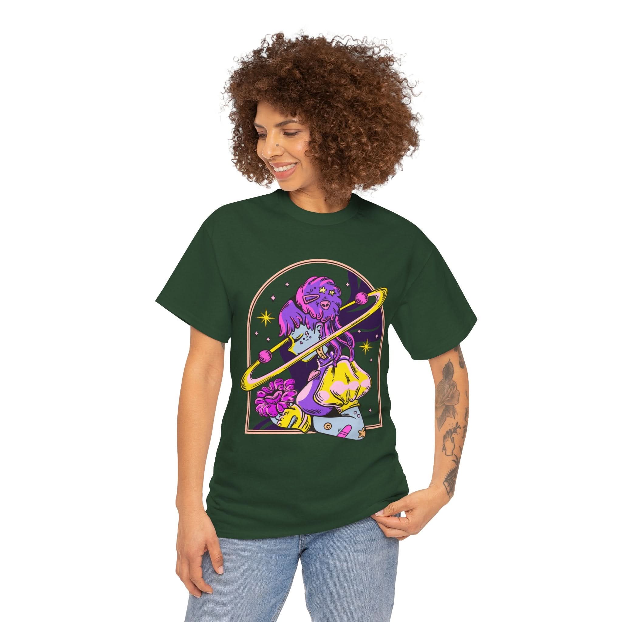 Cosmic Wizard Tee, Celestial Art Shirt, Unisex Heavy Cotton Tee, Astrology Gift, Space Design Apparel, Unique Graphic T-Shirt