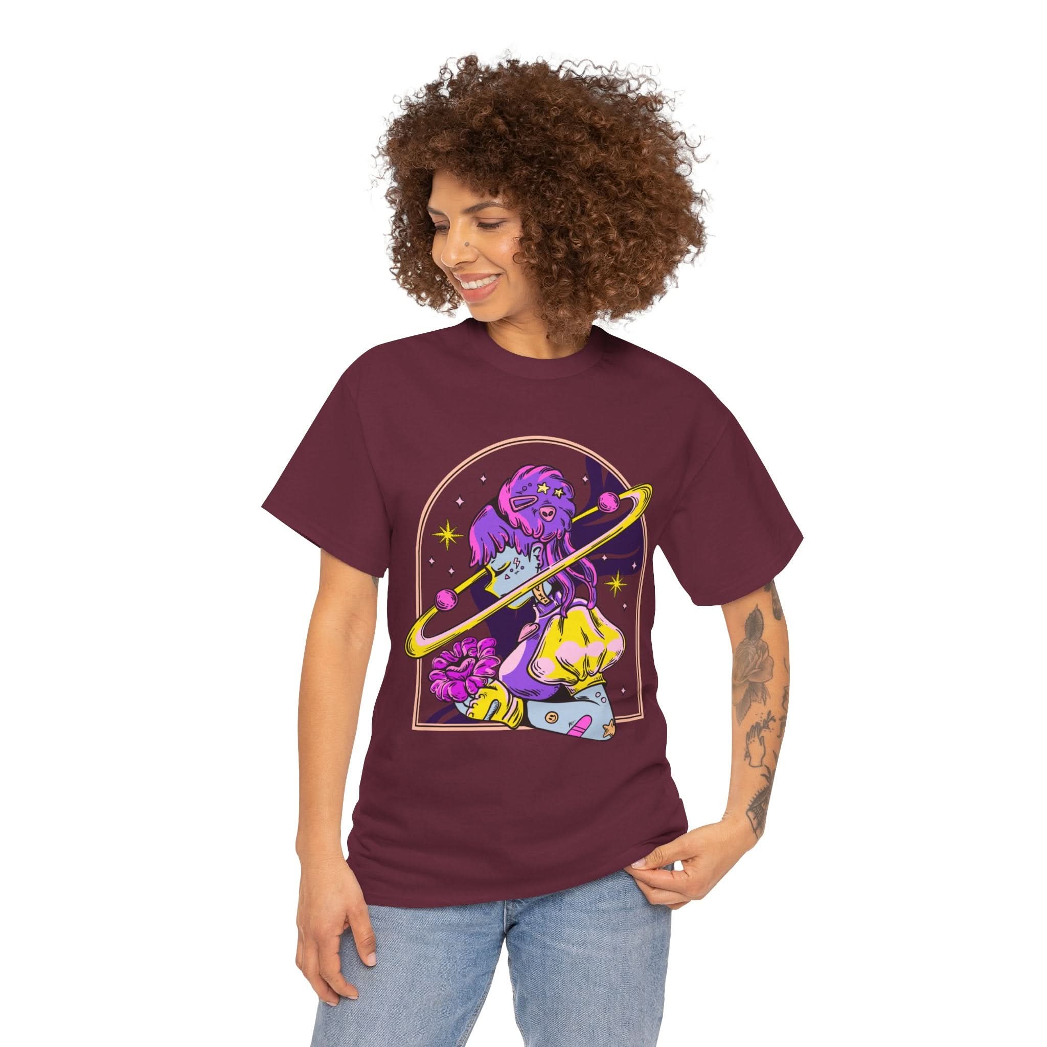 Cosmic Wizard Tee, Celestial Art Shirt, Unisex Heavy Cotton Tee, Astrology Gift, Space Design Apparel, Unique Graphic T-Shirt