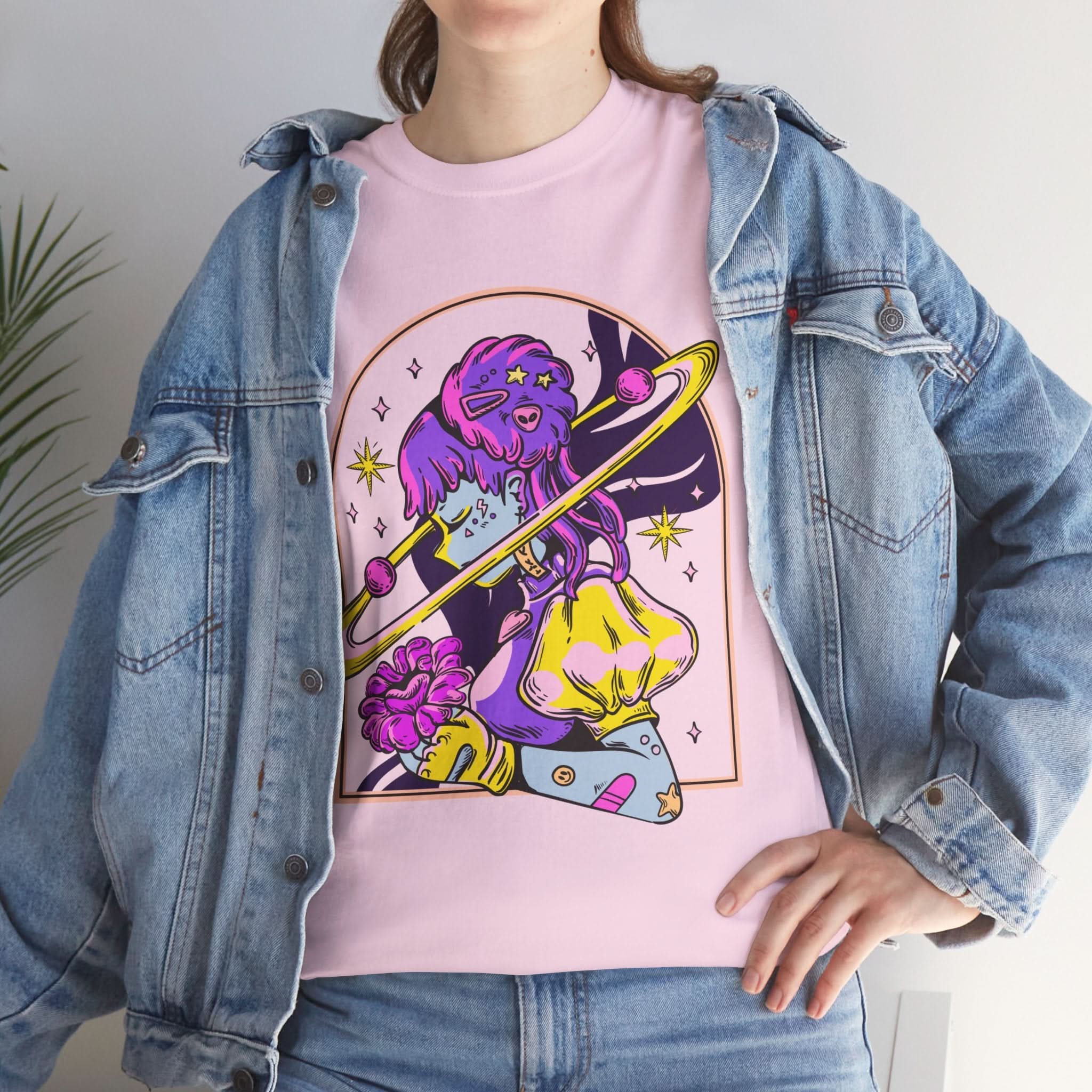 Cosmic Wizard Tee, Celestial Art Shirt, Unisex Heavy Cotton Tee, Astrology Gift, Space Design Apparel, Unique Graphic T-Shirt