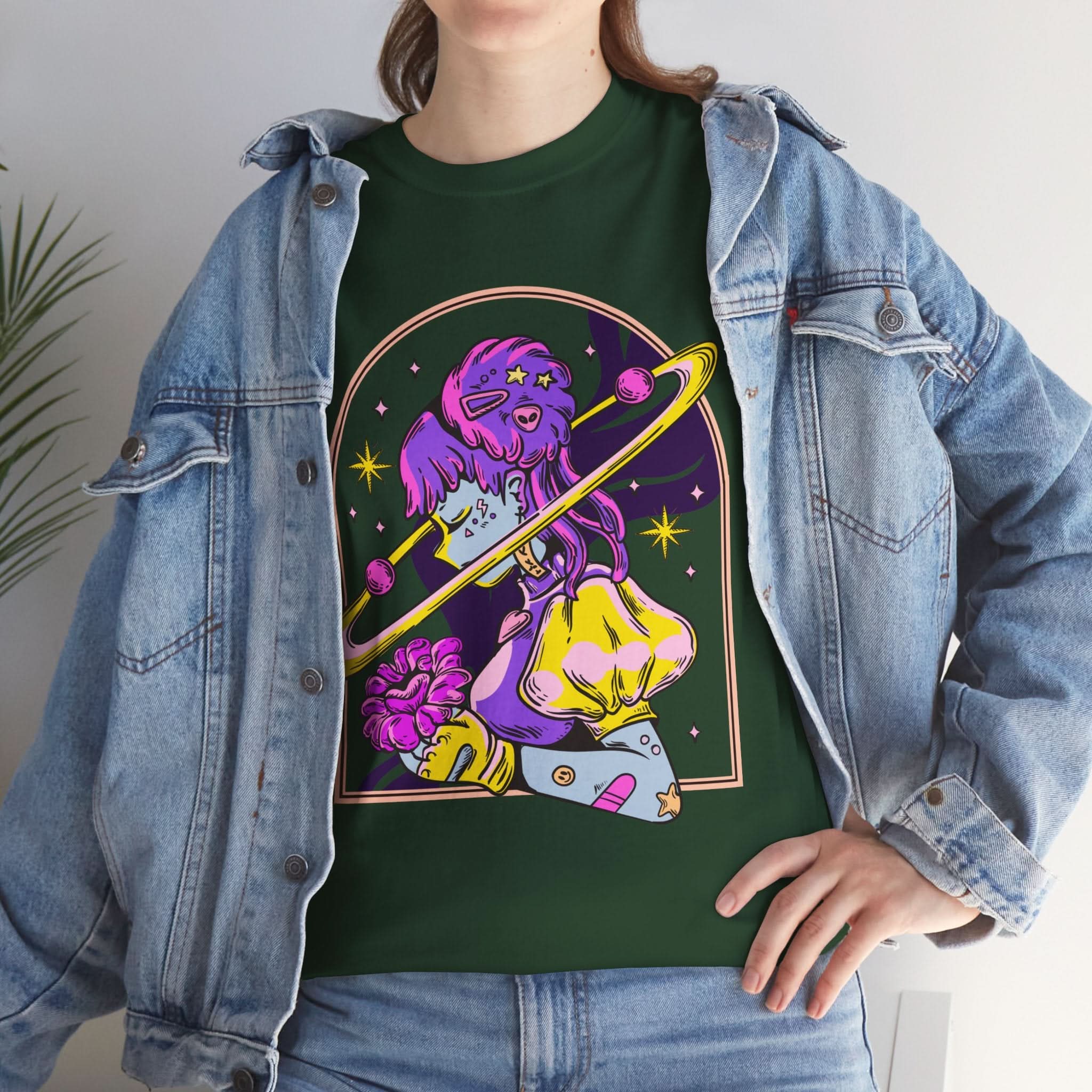 Cosmic Wizard Tee, Celestial Art Shirt, Unisex Heavy Cotton Tee, Astrology Gift, Space Design Apparel, Unique Graphic T-Shirt