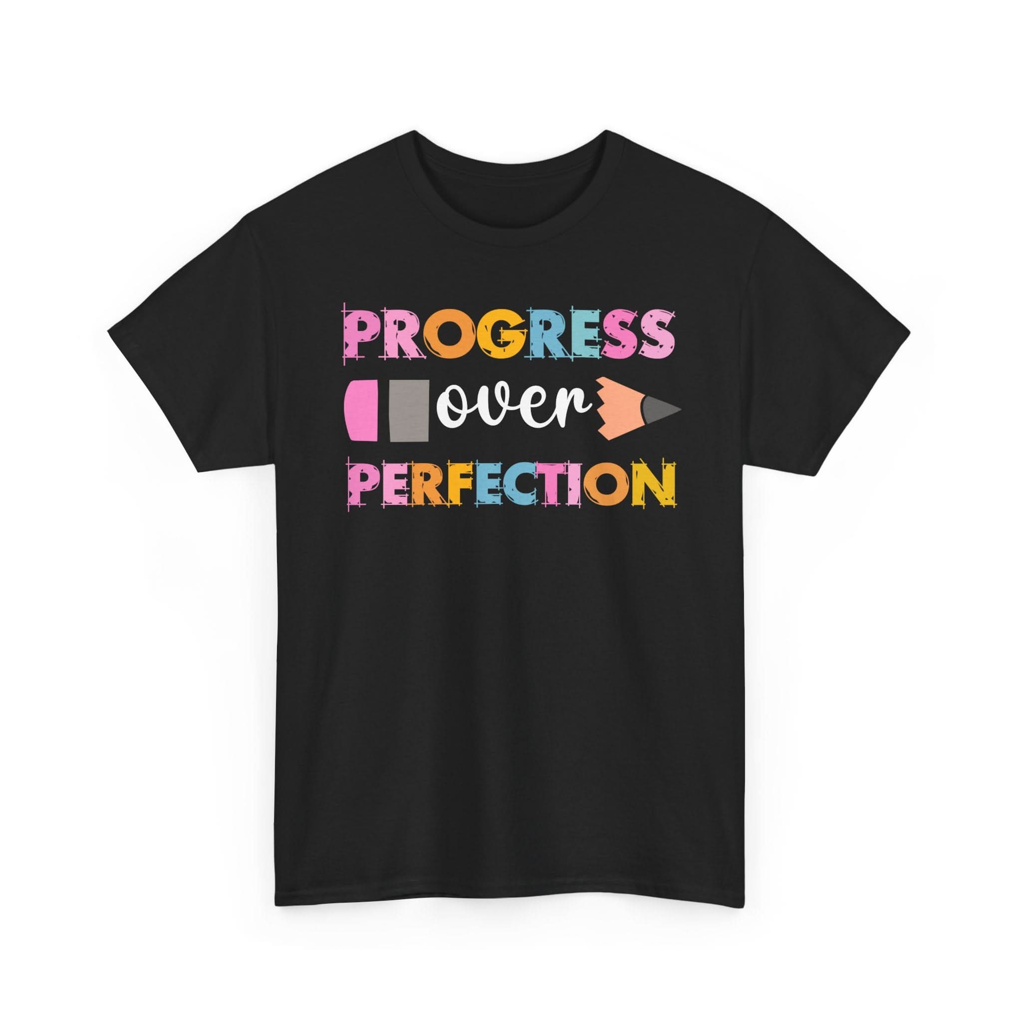 Progress Over Perfection Tee, Inspirational T-Shirt, Motivational Gift, Creative Apparel, Unisex Cotton Shirt