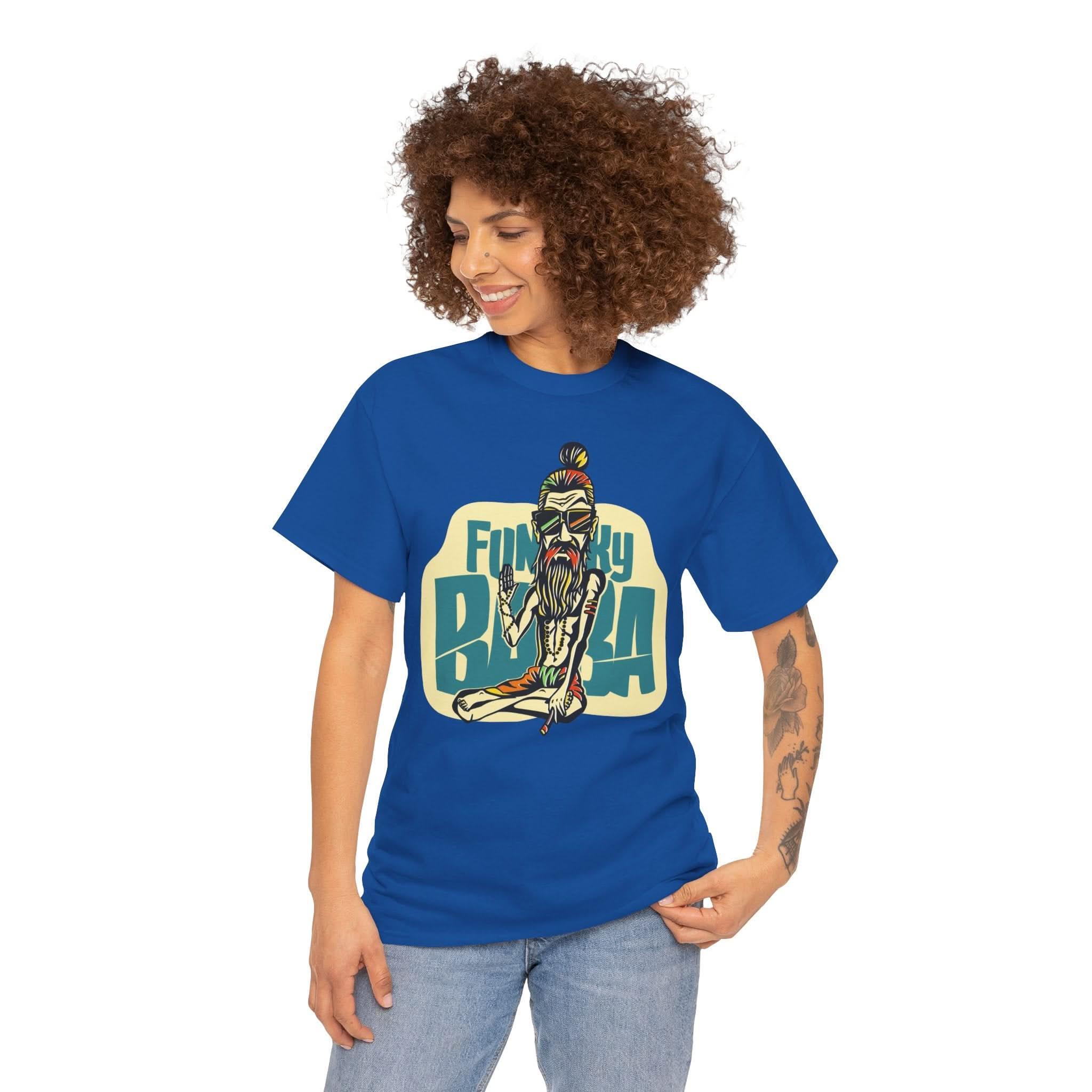 Funky Baba Unisex Heavy Cotton Tee, Retro T-Shirt, Casual Wear, Gift for Tea Lovers, Summer Outfit, Streetwear