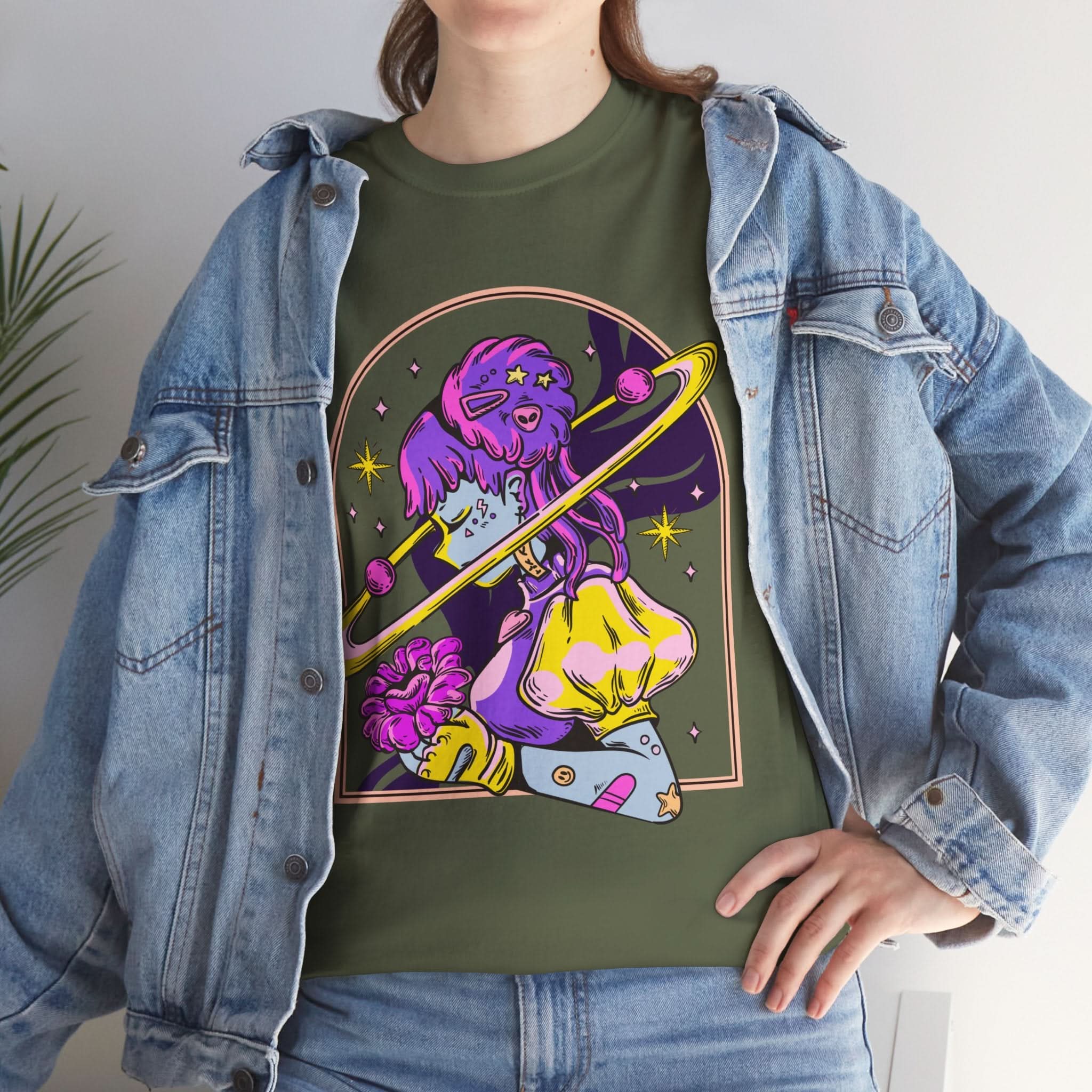 Cosmic Wizard Tee, Celestial Art Shirt, Unisex Heavy Cotton Tee, Astrology Gift, Space Design Apparel, Unique Graphic T-Shirt