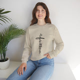 Faith Cross Crewneck Sweatshirt — Vertical Script Christian Sweatshirt