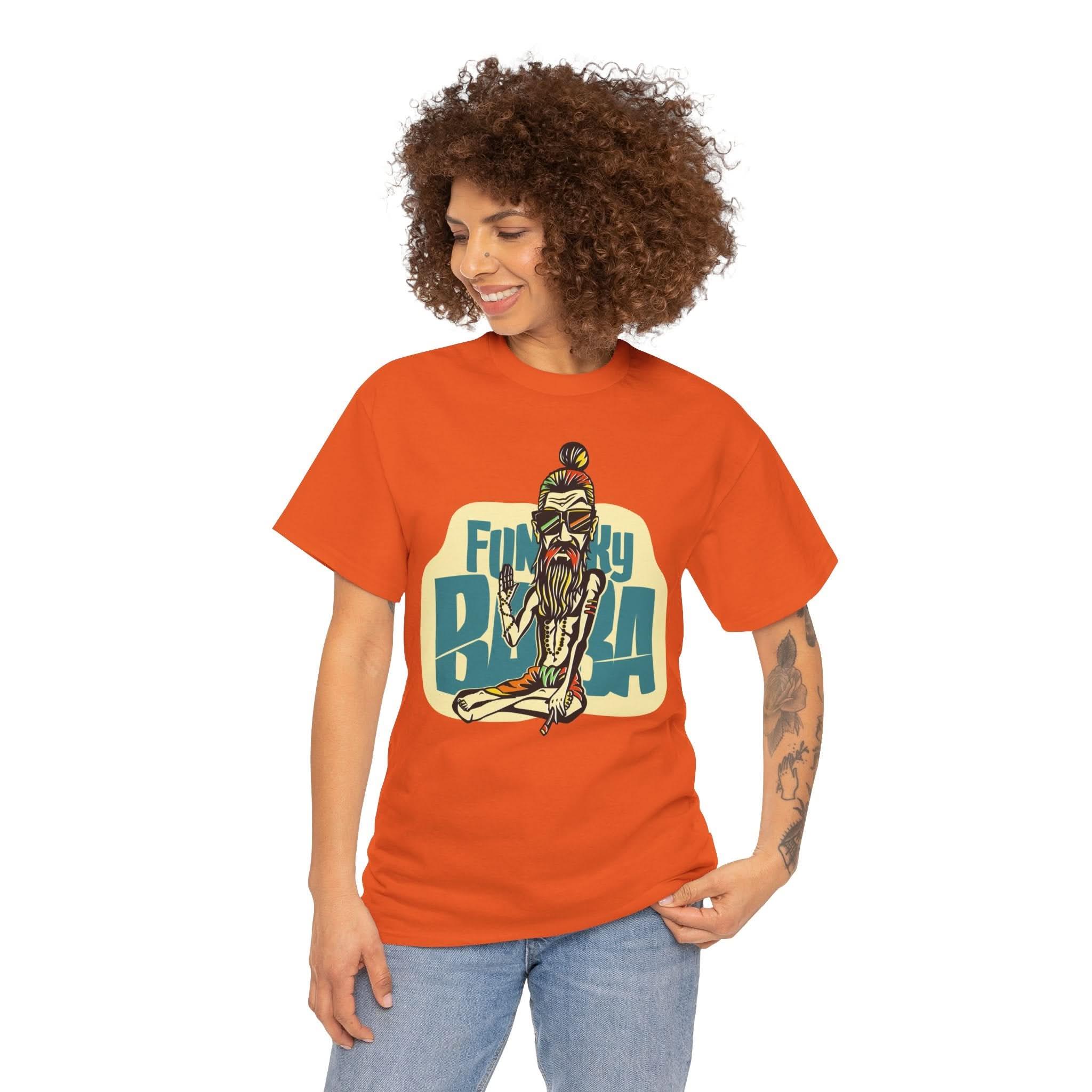 Funky Baba Unisex Heavy Cotton Tee, Retro T-Shirt, Casual Wear, Gift for Tea Lovers, Summer Outfit, Streetwear