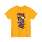 Halloween Skateboard Tee, Chills and Thrills Graphic T-Shirt, Unisex Cotton Shirt, Fall Fashion, Halloween Costume, Gift for Skaters