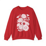 Floral Daisies Crewneck Sweatshirt — Monochrome Garden Graphic