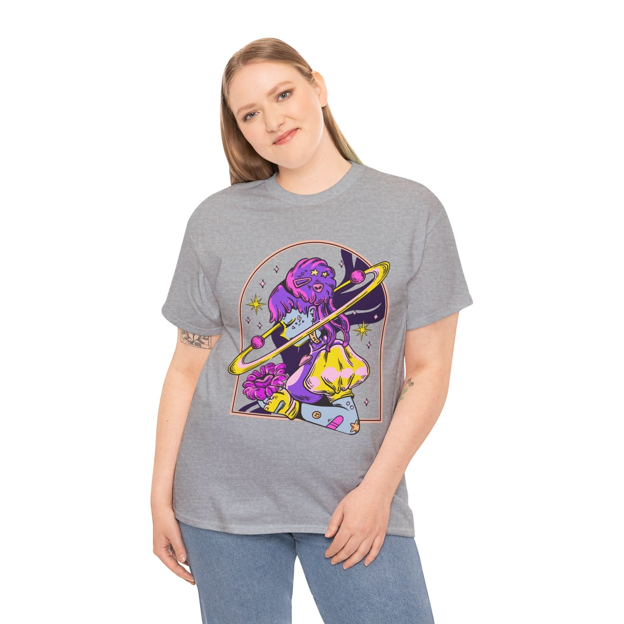 Cosmic Wizard Tee, Celestial Art Shirt, Unisex Heavy Cotton Tee, Astrology Gift, Space Design Apparel, Unique Graphic T-Shirt
