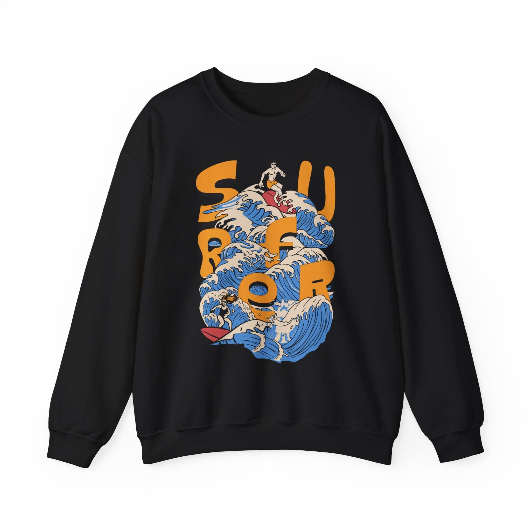 Surf-Inspired Unisex Crewneck Sweatshirt, Cozy Beachwear, Casual Ocean Vibe, Perfect for Surfing Lovers, Gift for Ocean Enthusiasts