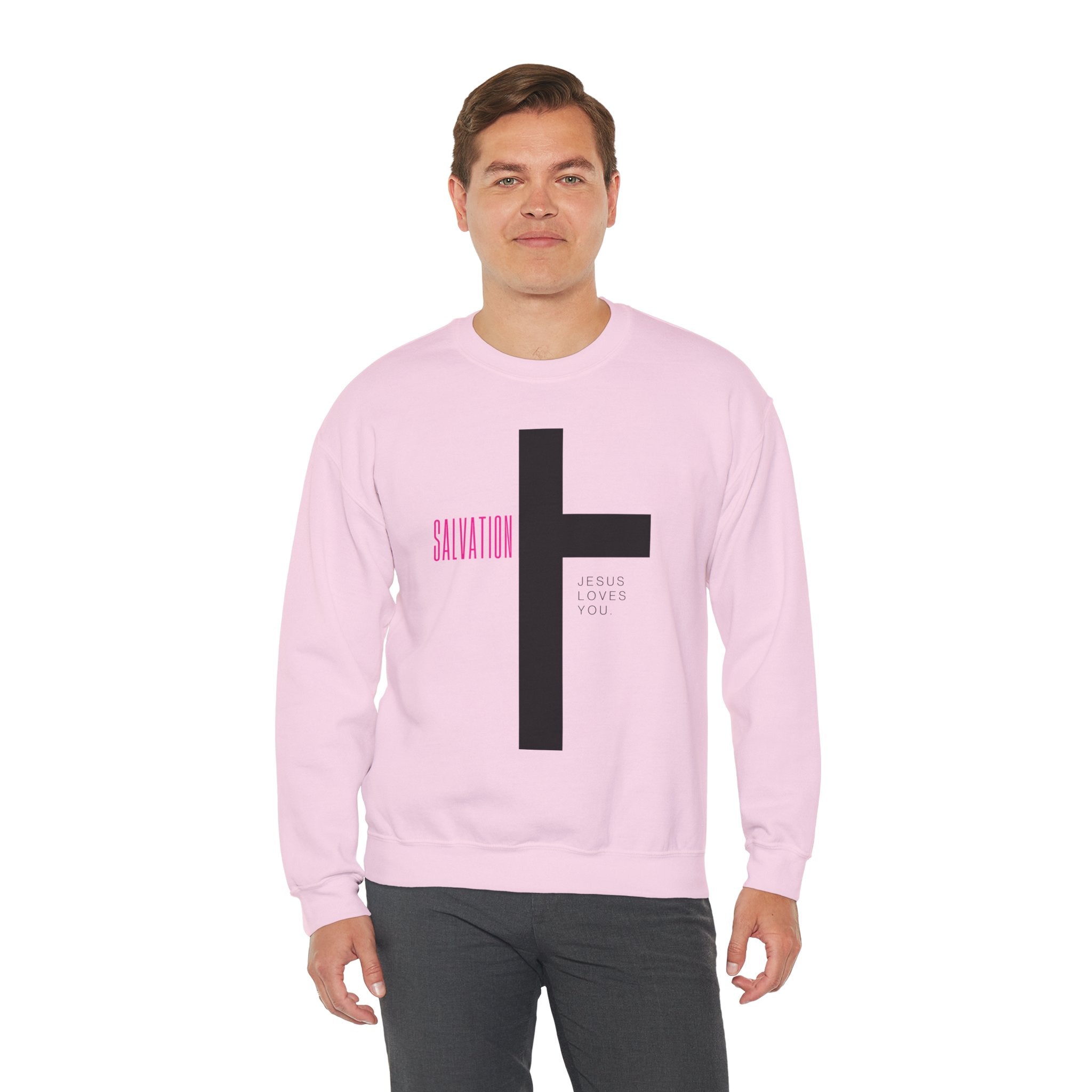 Inspirational Faith Sweatshirt, Jesus Loves You Crewneck, Christian Apparel, Religious Gift, Spiritual Comfort Wear, Casual Unisex Sweater