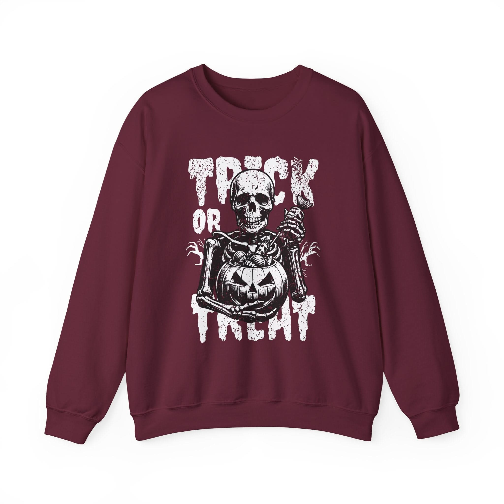 Halloween Skeleton Sweatshirt - Trick or Treat Outfit, Unisex Fall Apparel, Spooky Season Gear, Halloween Costume Alternative