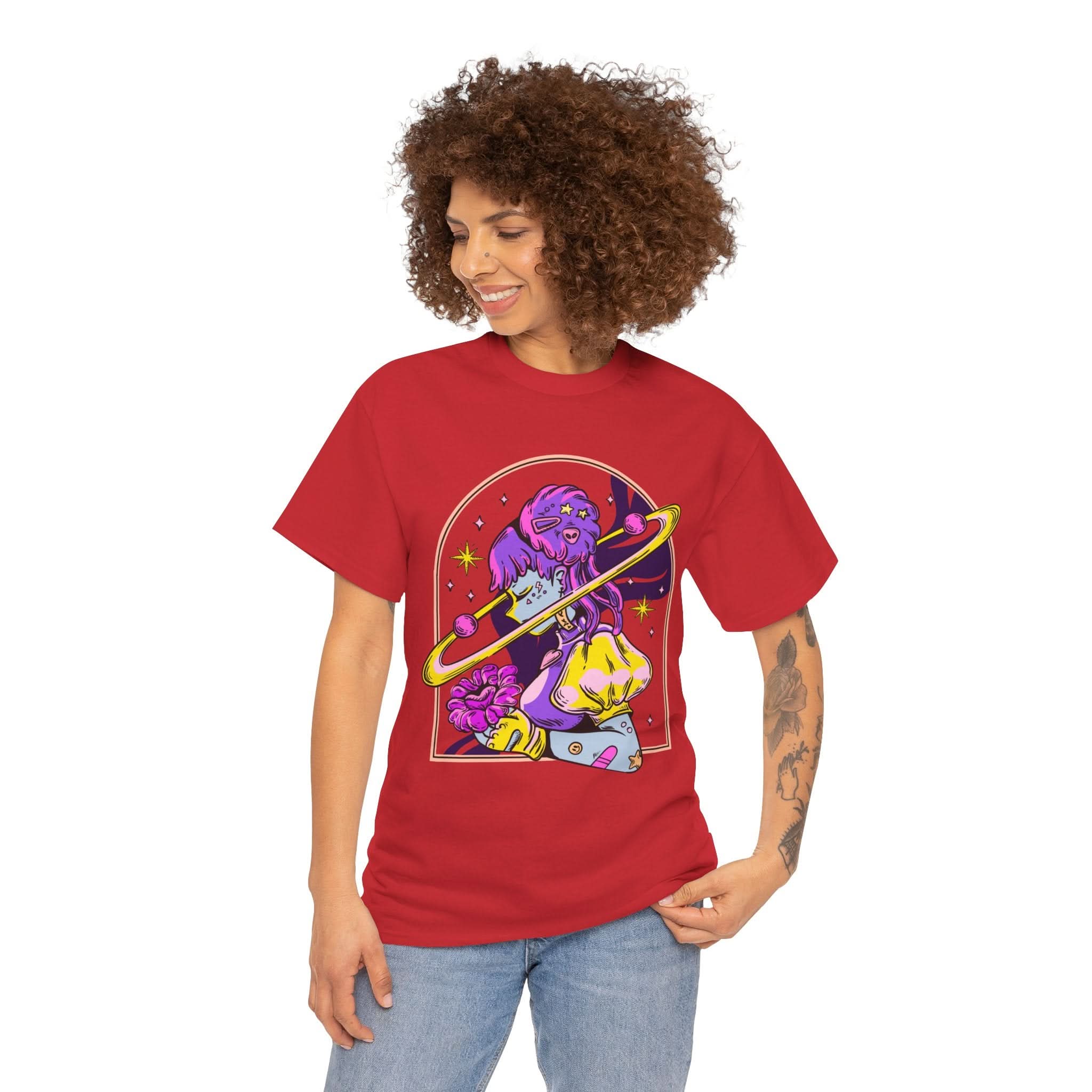 Cosmic Wizard Tee, Celestial Art Shirt, Unisex Heavy Cotton Tee, Astrology Gift, Space Design Apparel, Unique Graphic T-Shirt