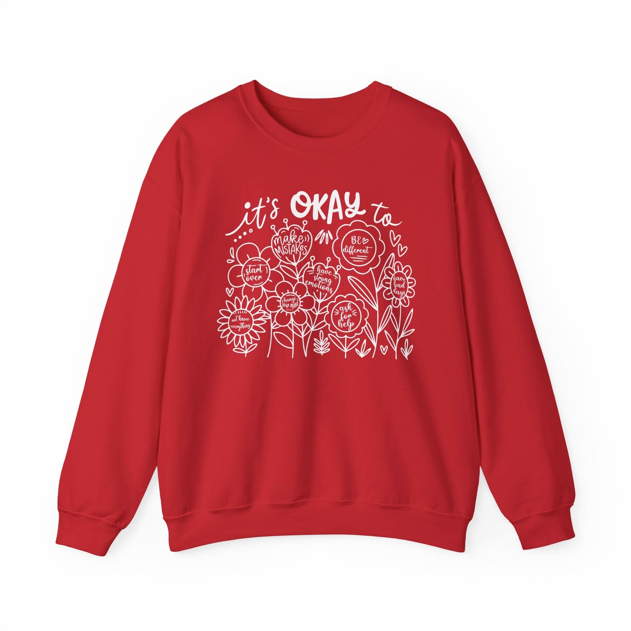 Comforting Crewneck Sweatshirt - It's Okay to Feel, Unisex, Self-Care Gift, Cozy Fashion, Spring Essentials