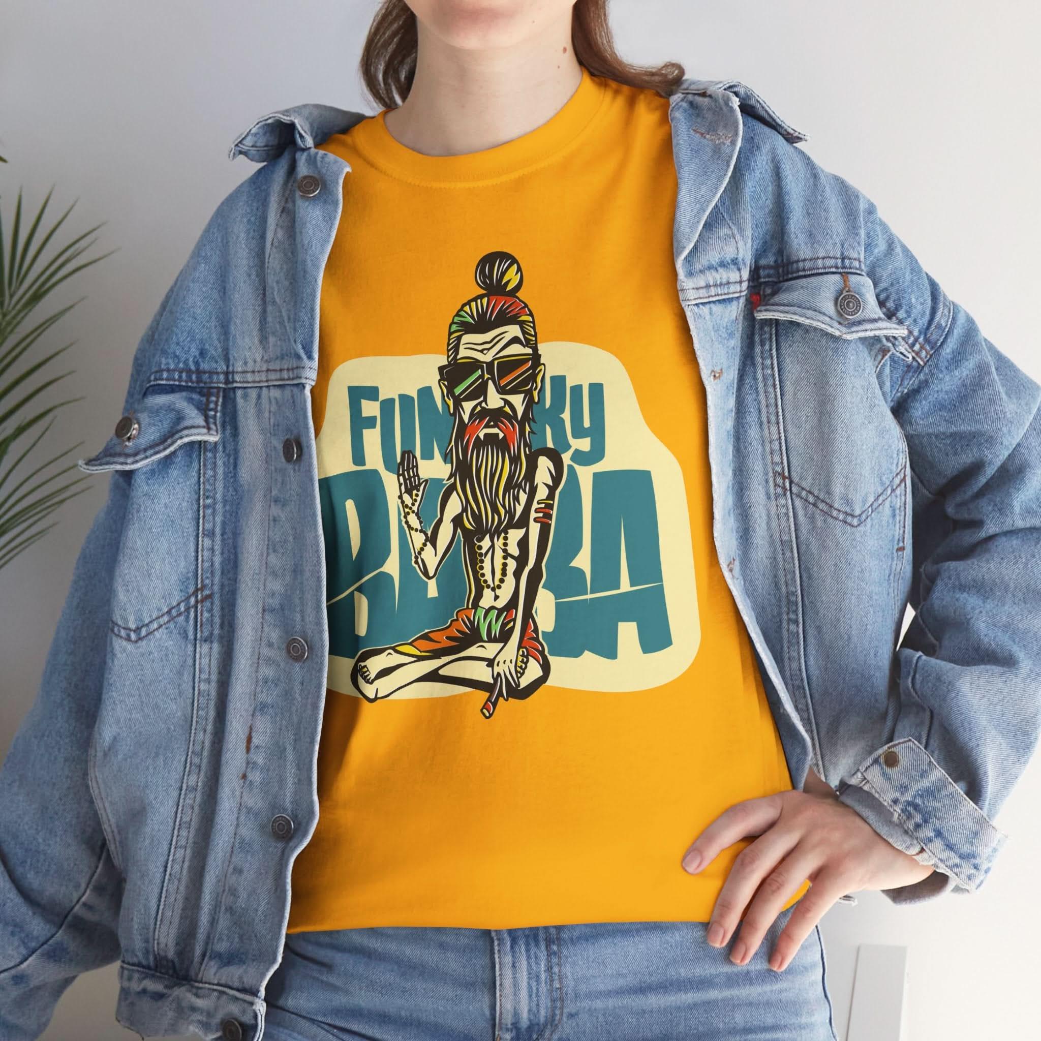 Funky Baba Unisex Heavy Cotton Tee, Retro T-Shirt, Casual Wear, Gift for Tea Lovers, Summer Outfit, Streetwear