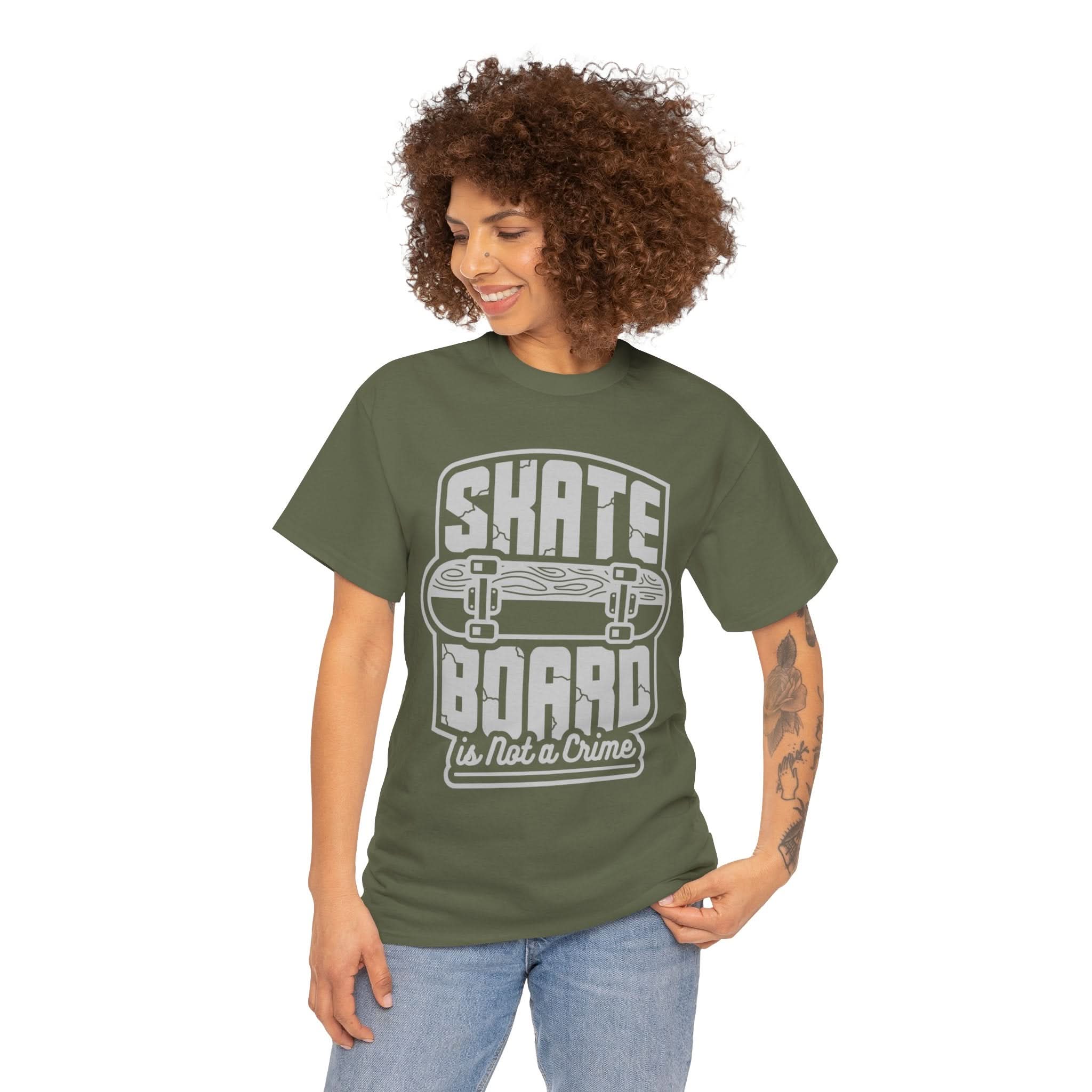 Skateboard Enthusiast Tee, Unisex Heavy Cotton Tee with Skateboard Design, Perfect for Skaters, Casual Wear, Gift for Skateboarding Lovers