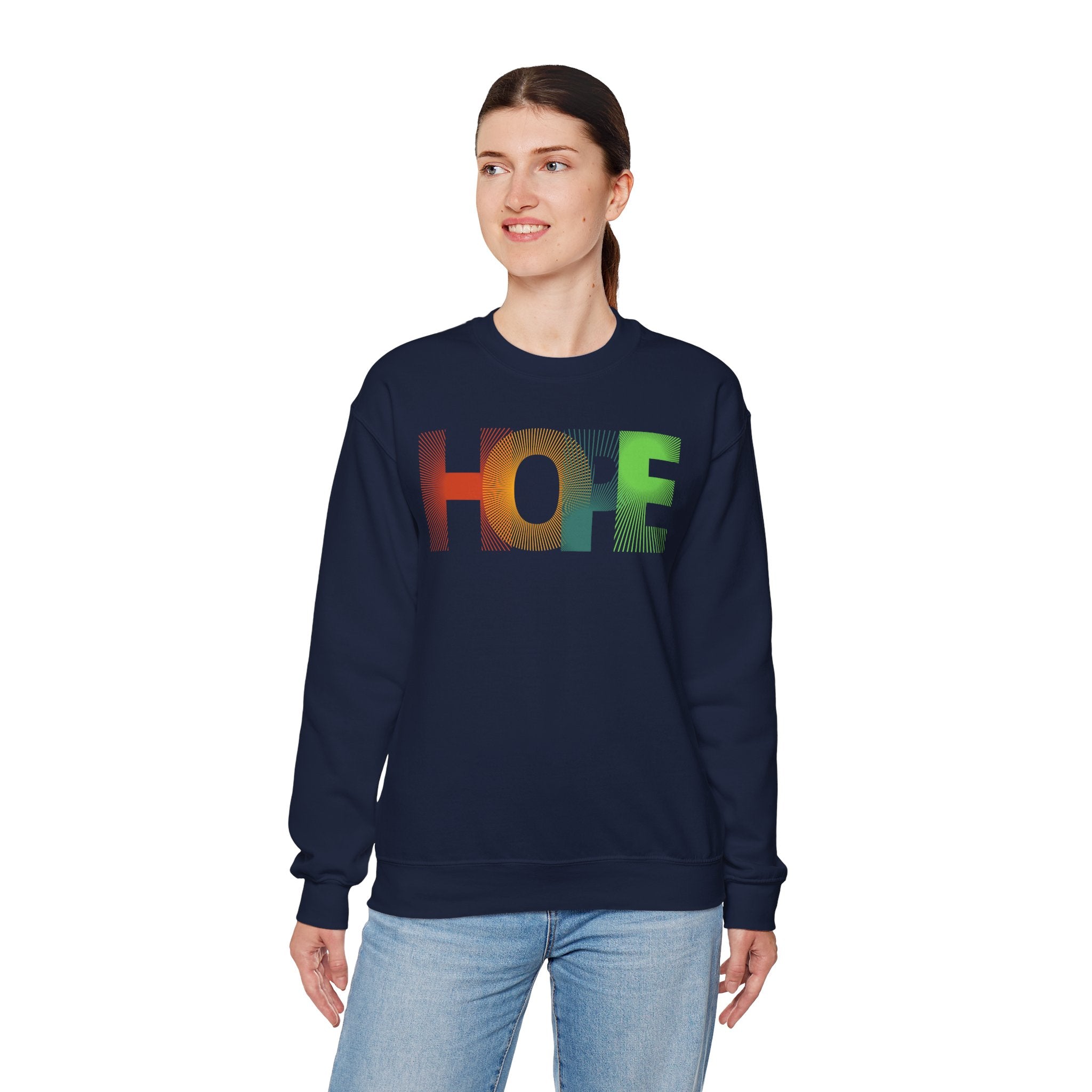 Colorful 'HOPE' Unisex Sweatshirt | Cozy Crewneck for Daily Comfort, Perfect Gift for Friends, Birthdays, Hopeful Spirit