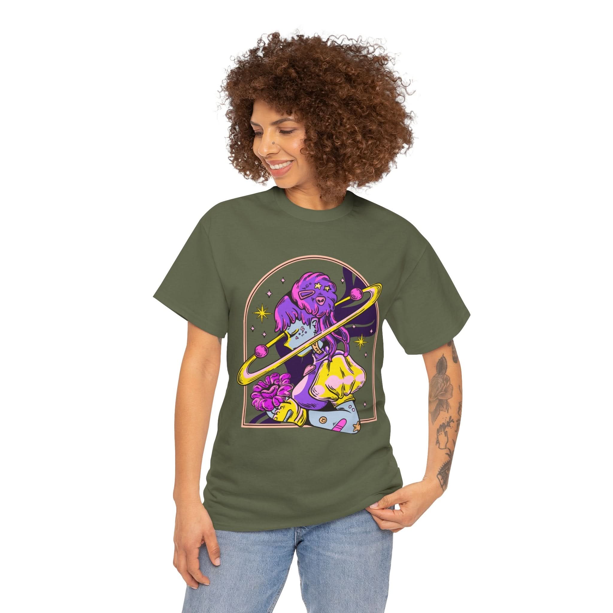 Cosmic Wizard Tee, Celestial Art Shirt, Unisex Heavy Cotton Tee, Astrology Gift, Space Design Apparel, Unique Graphic T-Shirt