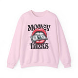 Money Talks Crewneck Sweatshirt — Retro Lips & Dollar Graphic Streetwear