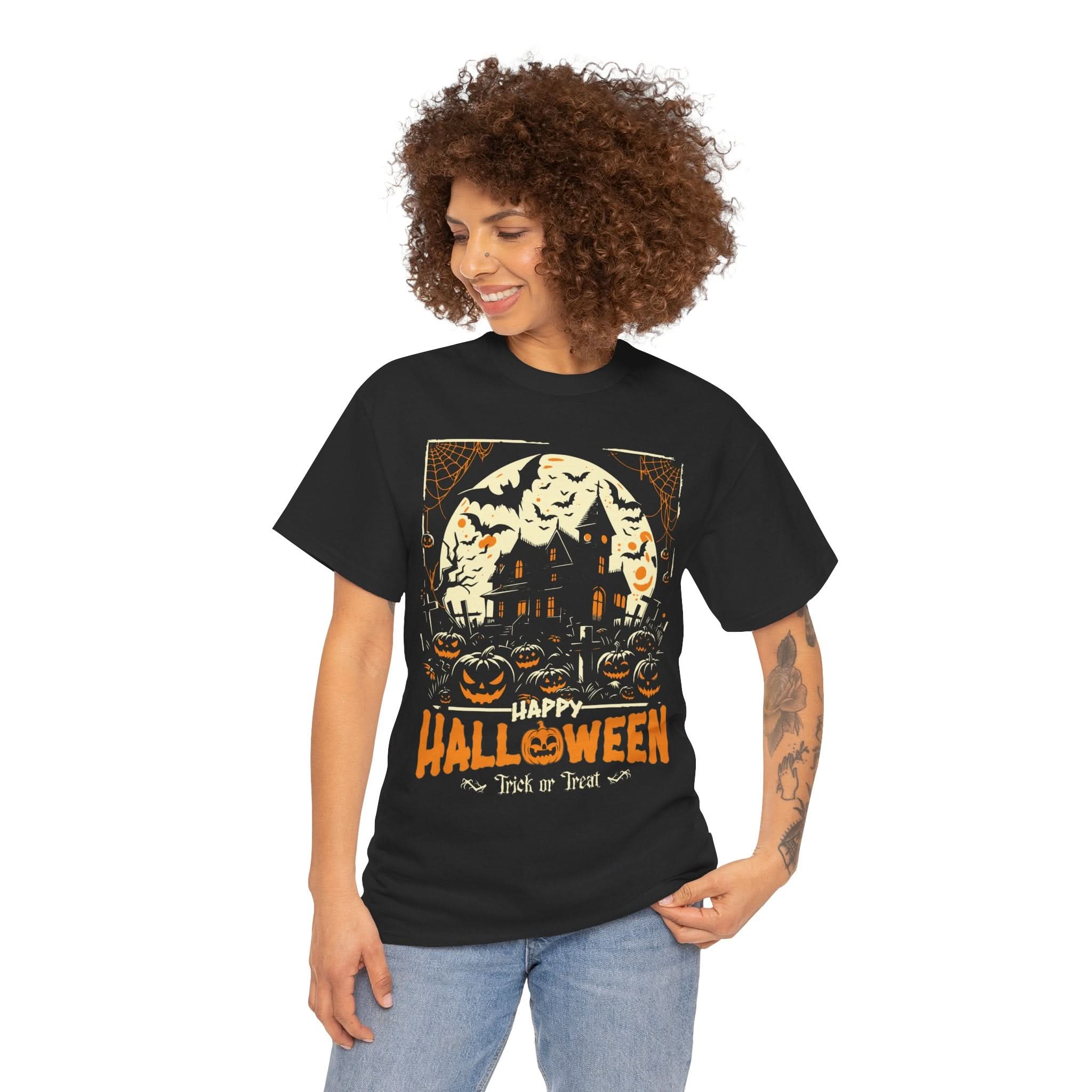 Halloween Unisex Heavy Cotton Tee, Spooky T-Shirt, Trick or Treat Shirt, Fall Fashion, Halloween Costume Top