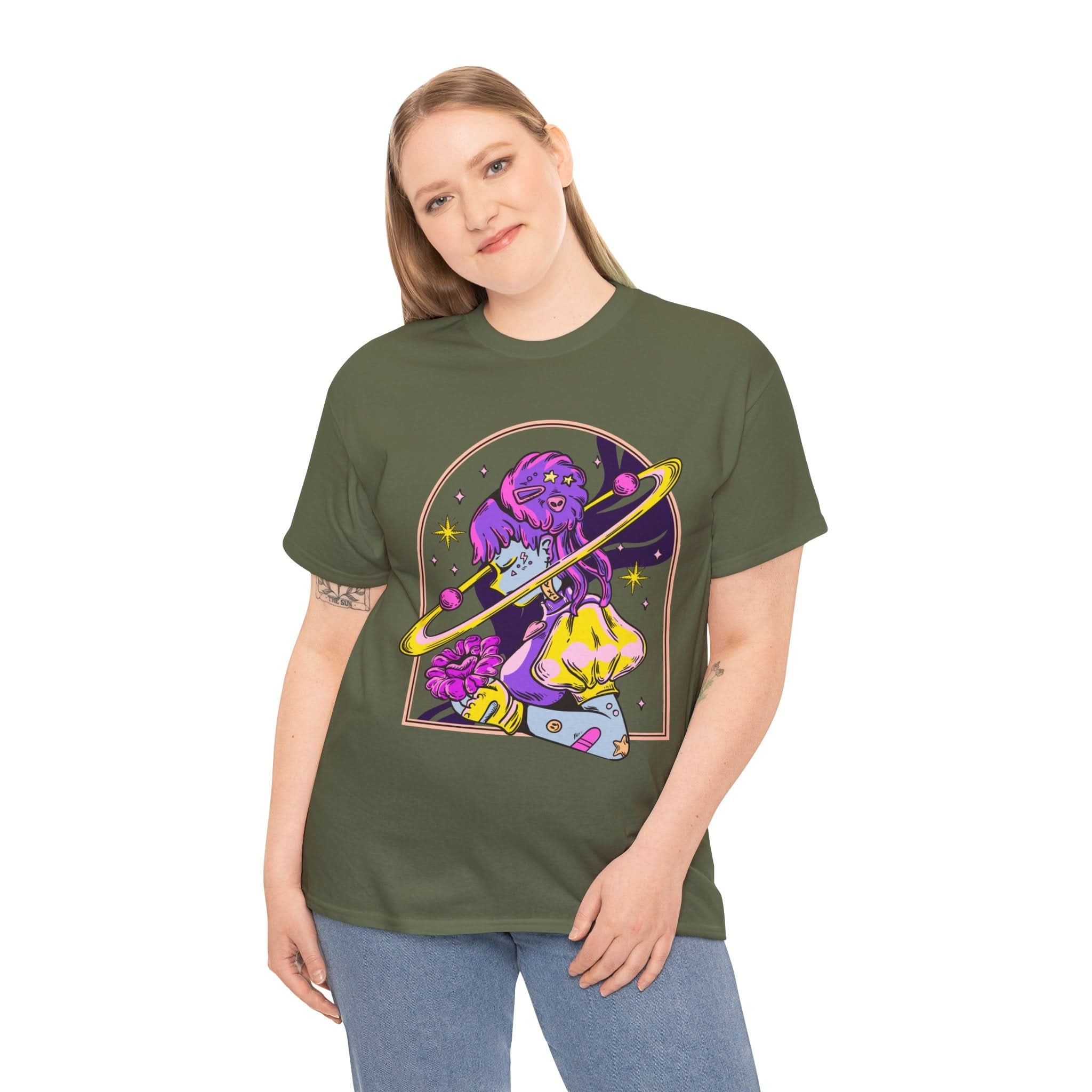 Cosmic Wizard Tee, Celestial Art Shirt, Unisex Heavy Cotton Tee, Astrology Gift, Space Design Apparel, Unique Graphic T-Shirt