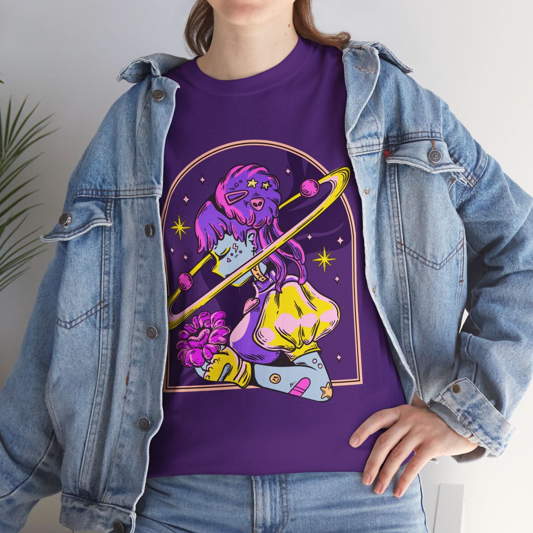 Cosmic Wizard Tee, Celestial Art Shirt, Unisex Heavy Cotton Tee, Astrology Gift, Space Design Apparel, Unique Graphic T-Shirt