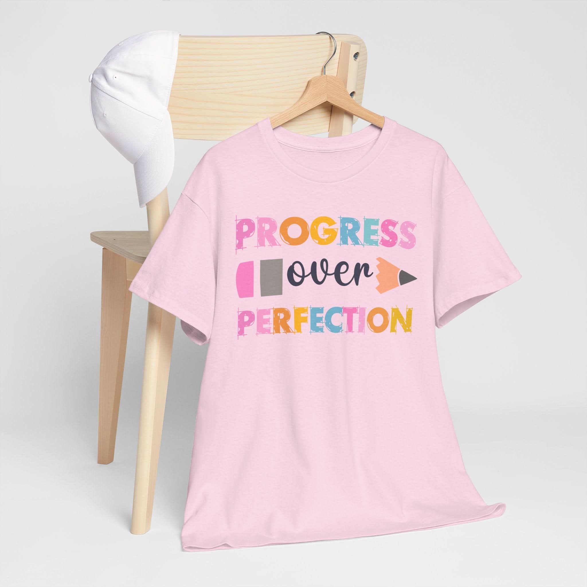 Progress Over Perfection Tee, Inspirational T-Shirt, Motivational Gift, Creative Apparel, Unisex Cotton Shirt
