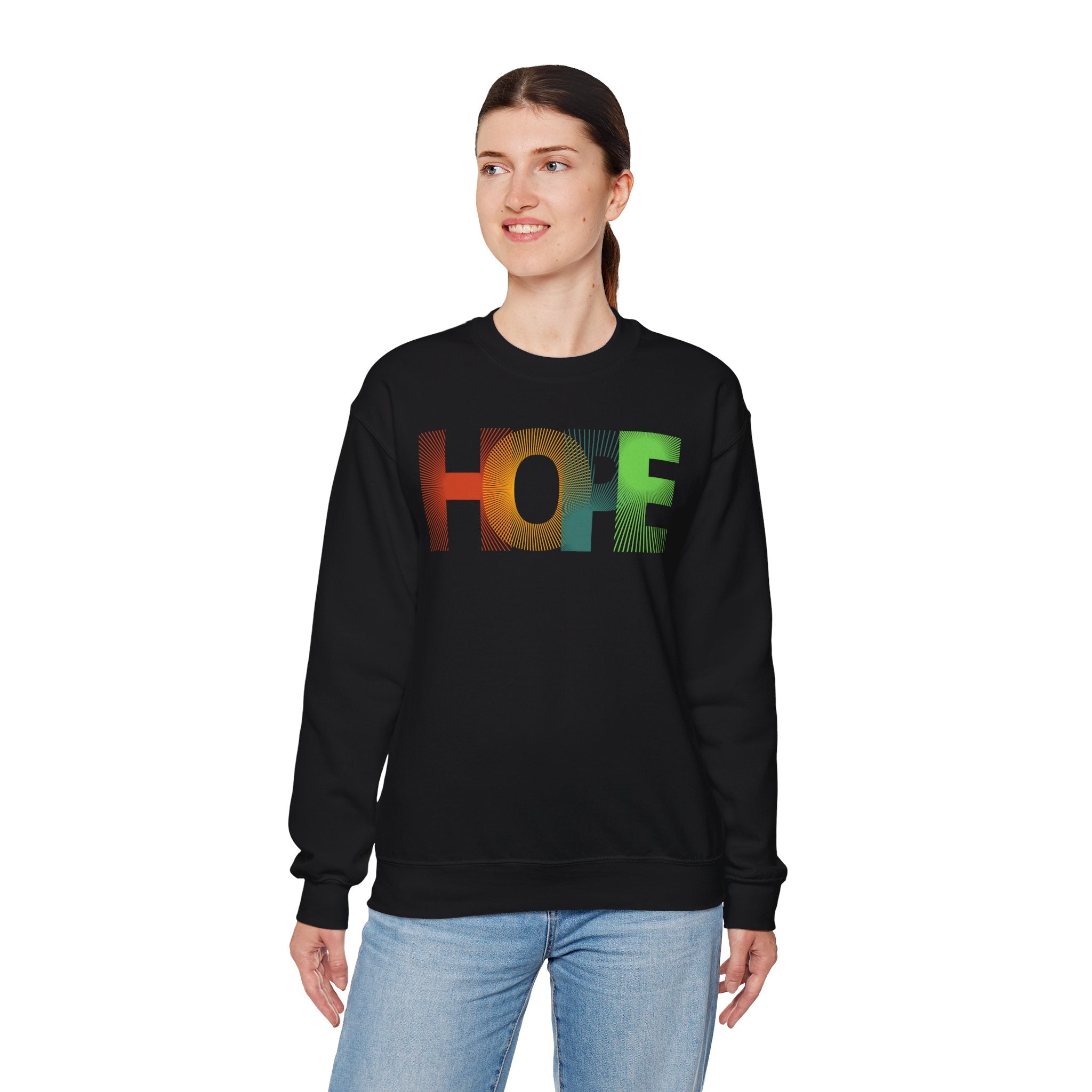Colorful 'HOPE' Unisex Sweatshirt | Cozy Crewneck for Daily Comfort, Perfect Gift for Friends, Birthdays, Hopeful Spirit