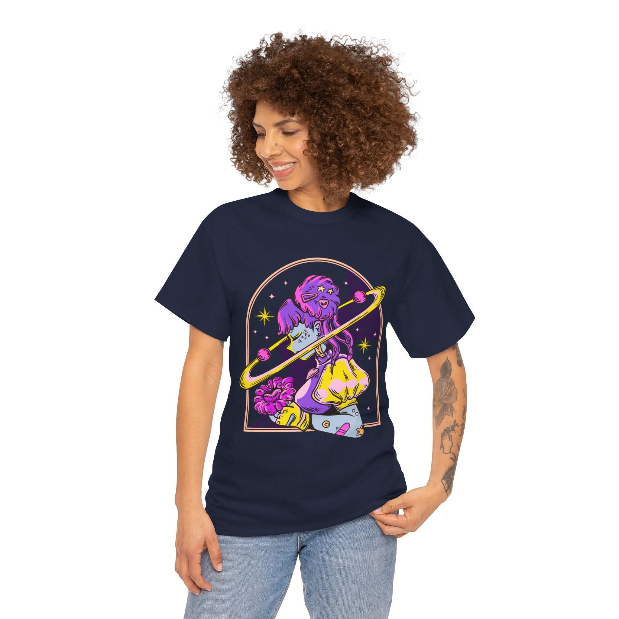 Cosmic Wizard Tee, Celestial Art Shirt, Unisex Heavy Cotton Tee, Astrology Gift, Space Design Apparel, Unique Graphic T-Shirt