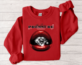Crewneck Sweatshirt — 'Pressure' Red Lips Diamond Graphic