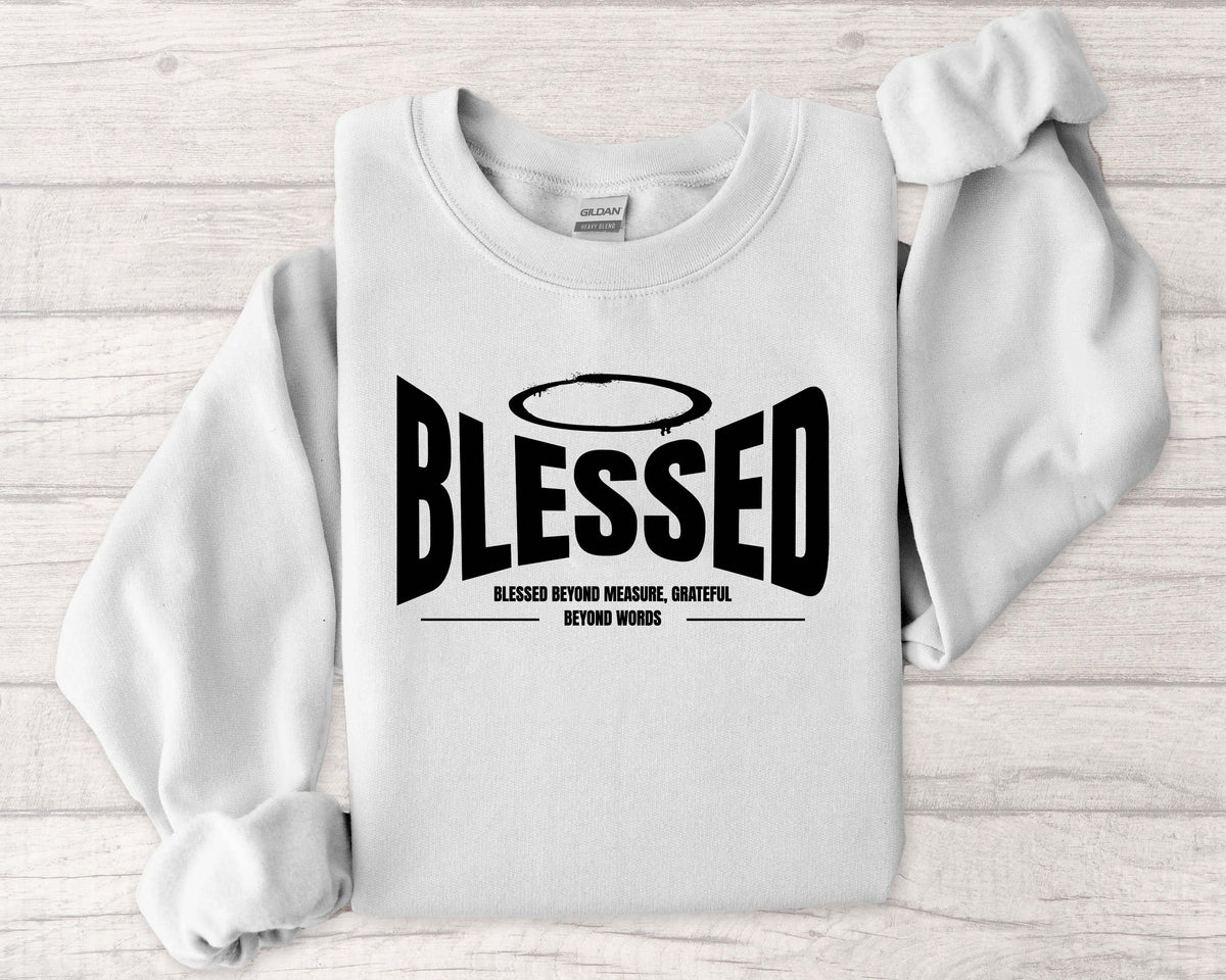 Blessed Crewneck Sweatshirt – Minimal Halo Graphic, Casual Faith Apparel